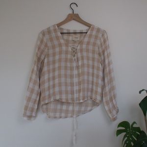 Long sleeve Plaid shirt From lulus with front tie